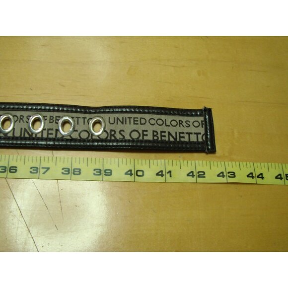 United Colors of Benetton Belt Brown Leather Trim Size M Silver Buckle NWOT Vtg main image 6